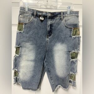 Fashion Nova Kids Camo Denim Shorts